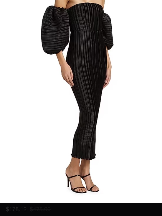 L’Idee Dresses & Skirts - L’lDEE Off-Shoulder Pleated Black column Midi Dress 10